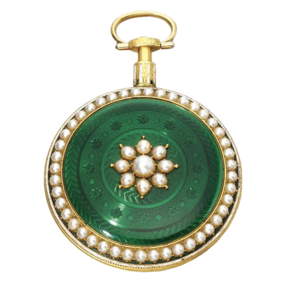 Scottish gold, enamel and pearl chatelaine watch Circa 1790
