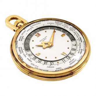 Swiss pink gold World Time open faced lever dress watch Circa 1964