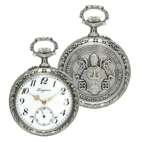 Swiss keyless open faced watch with metal case Circa 1914