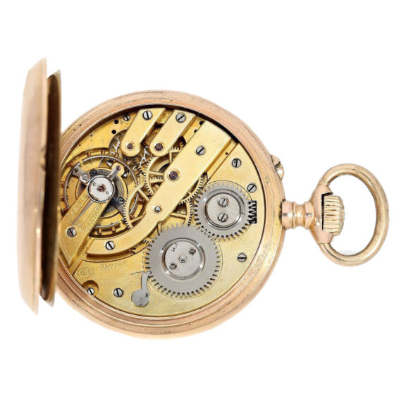 Very rare Swiss 14k gold "digital" pocket watch Circa 1900 Very rare Swiss 14k gold "digital" pocket watch Circa 1900