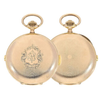 Swiss gold hunting cased quarter repeater watch Circa 1900