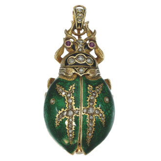 Swiss gold, enamel and diamond scarab watch Circa 1880