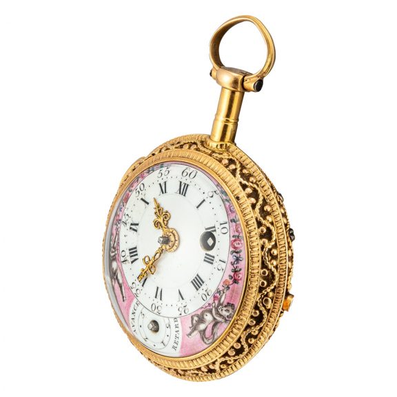 French double dialled verge with day, date, and regulator Circa 1800 French double dialled verge with day, date, and regulator Circa 1800