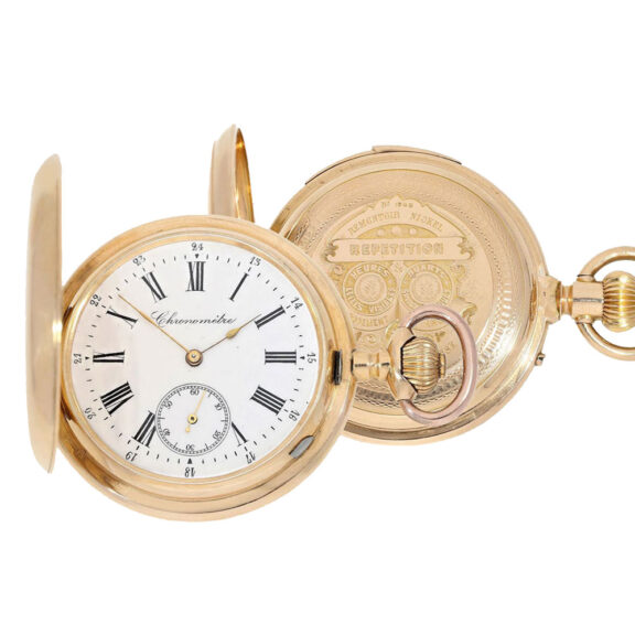 Swiss gold watch with pivoted detent escapement Circa 1895