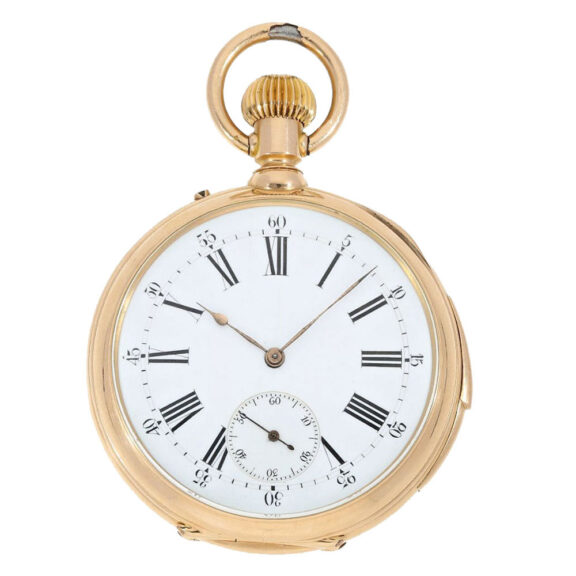 Swiss rose gold open faced quarter repeating lever Circa 1885