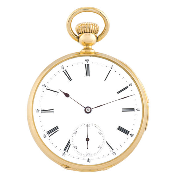 Fine and rare yellow gold keyless quarter-repeating Swiss pocket watch Circa 1870