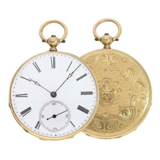 French 18K gold engine turned Lépine pocket watch Circa 1860