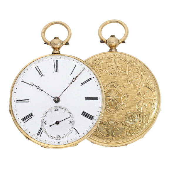 French 18K gold engine turned Lépine pocket watch Circa 1860