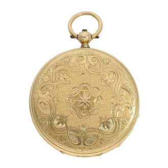French 18K gold engine turned Lépine pocket watch Circa 1860