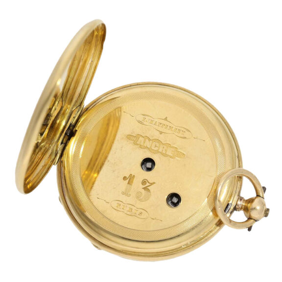 French 18K gold engine turned Lépine pocket watch Circa 1860 French 18K gold engine turned Lépine pocket watch Circa 1860