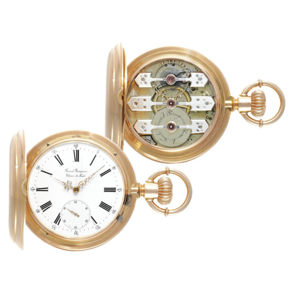 Exceptional Swiss gold three bridge chronometer Circa 1883