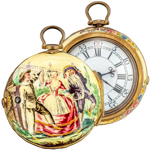 English pair cased porcelain verge pocket watch Circa 1750