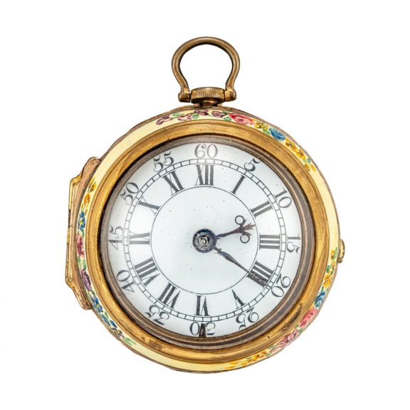 English pair cased porcelain verge pocket watch Circa 1750 English pair cased porcelain verge pocket watch Circa 1750
