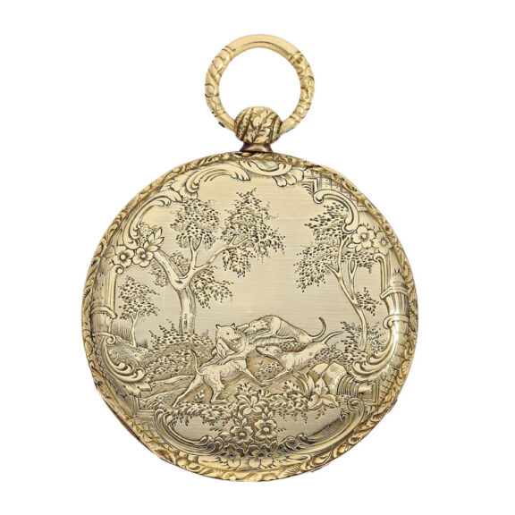 Fine Swiss 18 carat gold Bagnolet caliber pocket watch Circa 1850 Fine Swiss 18 carat gold Bagnolet caliber pocket watch Circa 1850