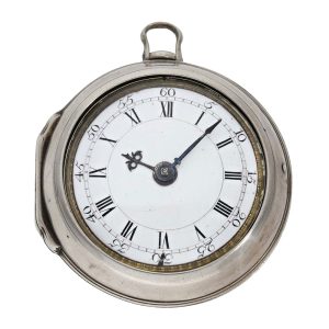 Early English silver pair cased verge pocket watch Circa 1749