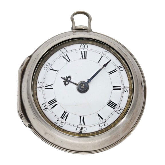 Early English silver pair cased verge pocket watch Circa 1749