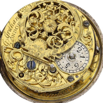 Early English silver pair cased verge pocket watch Circa 1749