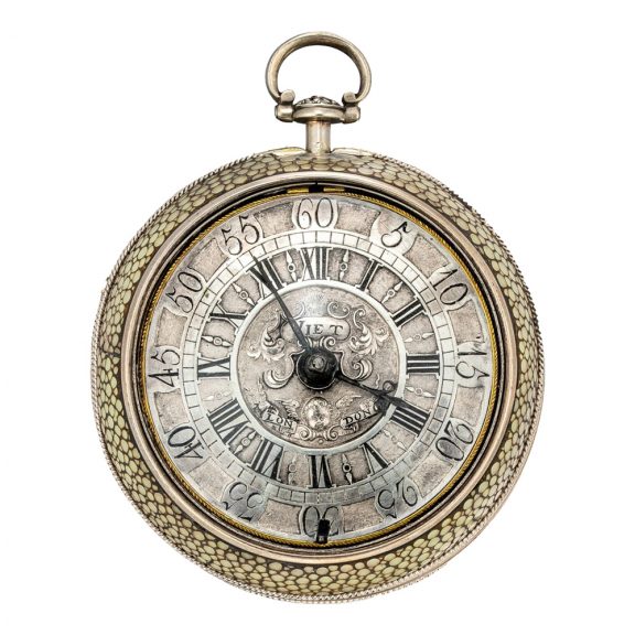 English shagreen verge watch with hidden portrait Circa 1780 English shagreen verge watch with hidden portrait Circa 1780