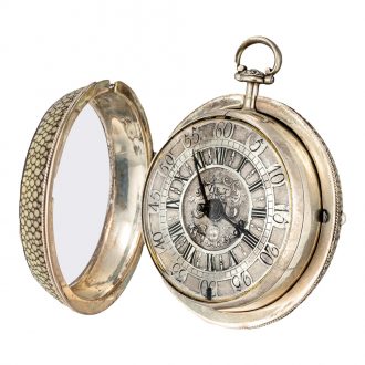 English shagreen verge watch with hidden portrait Circa 1780 English shagreen verge watch with hidden portrait Circa 1780