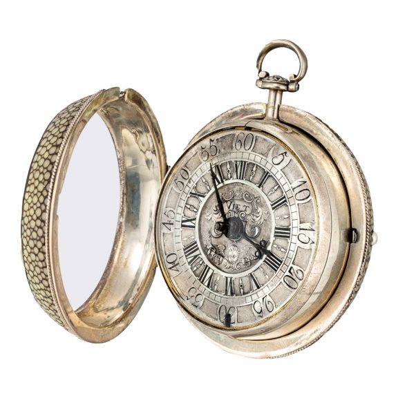 English shagreen verge watch with hidden portrait Circa 1780 English shagreen verge watch with hidden portrait Circa 1780