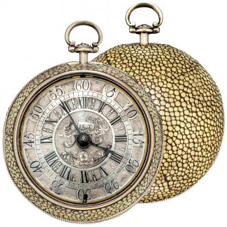 English shagreen verge watch with hidden portrait Circa 1780 English shagreen verge watch with hidden portrait Circa 1780