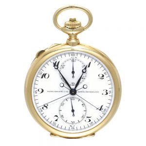 Swiss gold split seconds chronograph watch Circa 1908 