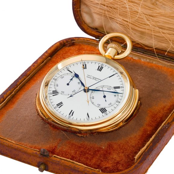 English gold repeating chronograph with tourbillon Circa 1931 English gold repeating chronograph with tourbillon Circa 1931