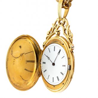 Swiss gold, enamel, and diamond set oval watch Circa 1860