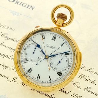 English gold repeating chronograph with tourbillon Circa 1931 English gold repeating chronograph with tourbillon Circa 1931