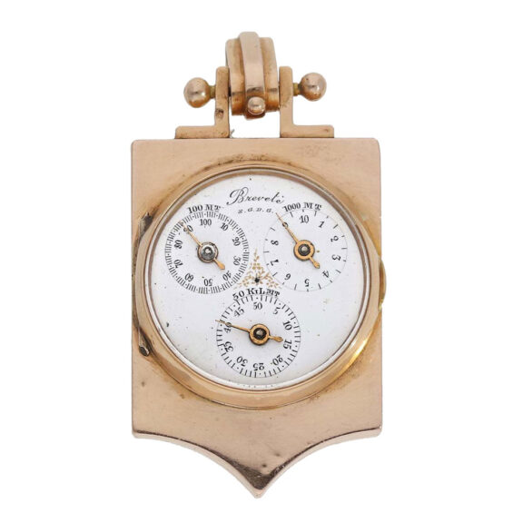 Rare Swiss 14k pink gold pedometer form watch Circa 1890