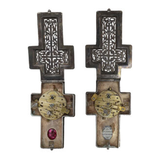 Swiss silver enamel cross form pendant watch Circa 1870