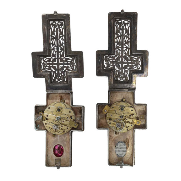 Swiss silver enamel cross form pendant watch Circa 1870 Swiss silver enamel cross form pendant watch Circa 1870