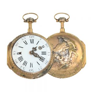French multi coloured 20k gold verge pocket watch Circa 1770