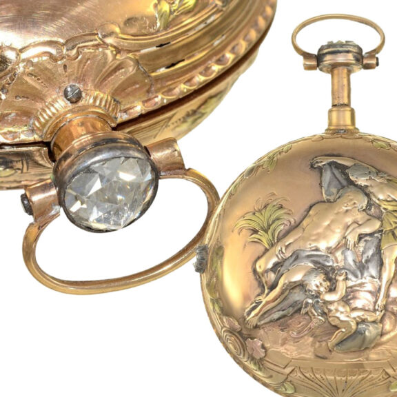 French multi coloured 20k gold verge pocket watch Circa 1770 French multi coloured 20k gold verge pocket watch Circa 1770