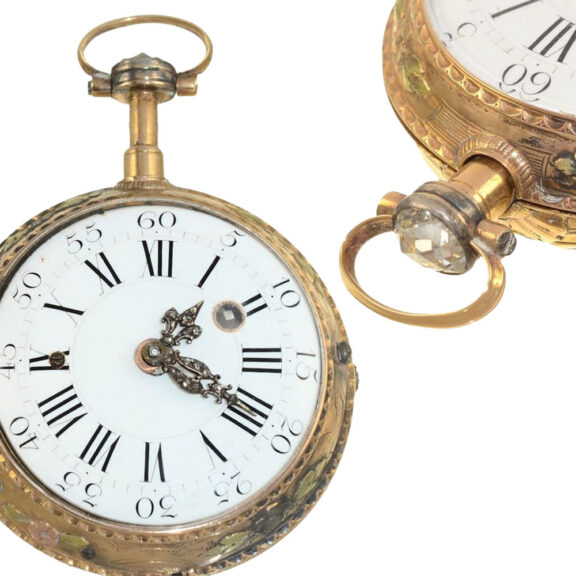 French multi coloured 20k gold verge pocket watch Circa 1770 French multi coloured 20k gold verge pocket watch Circa 1770