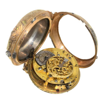 French multi coloured 20k gold verge pocket watch Circa 1770