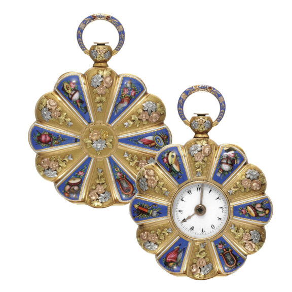 Fine Swiss three-colour gold and enamel watch Circa 1820