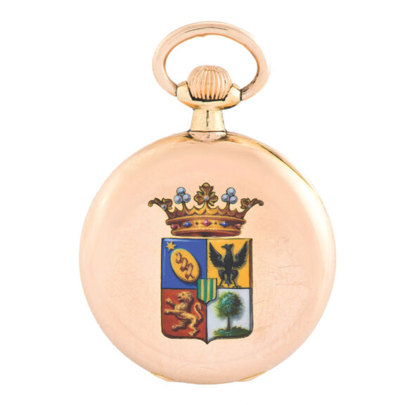 Swiss enamel coat of arms keyless lady’s pendant watch Circa 1885