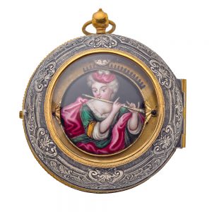French silver single-handed oignon with portrait Circa 1690