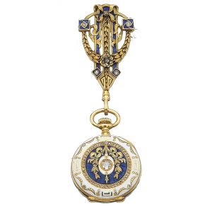 Swiss gold, enamel and diamond set lever watch Circa 1906