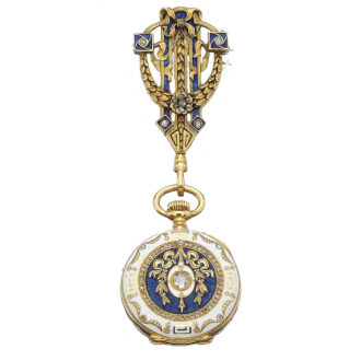 Swiss gold, enamel and diamond set lever watch Circa 1906