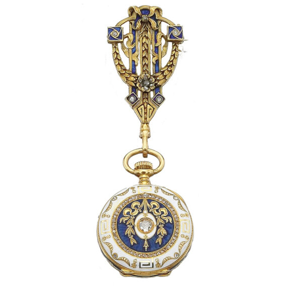 Swiss gold, enamel and diamond set lever watch Circa 1906