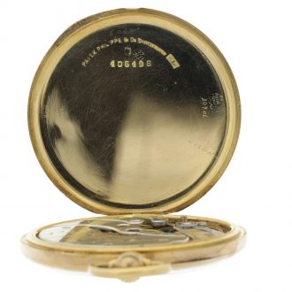 Swiss yellow gold open faced keyless pocket watch Circa 1919