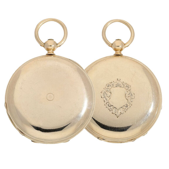 Swiss gold hunting cased for the Russian market Circa 1870 Swiss gold hunting cased for the Russian market Circa 1870