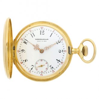 Swiss yellow gold full hunter lever pocket watch Circa 1904