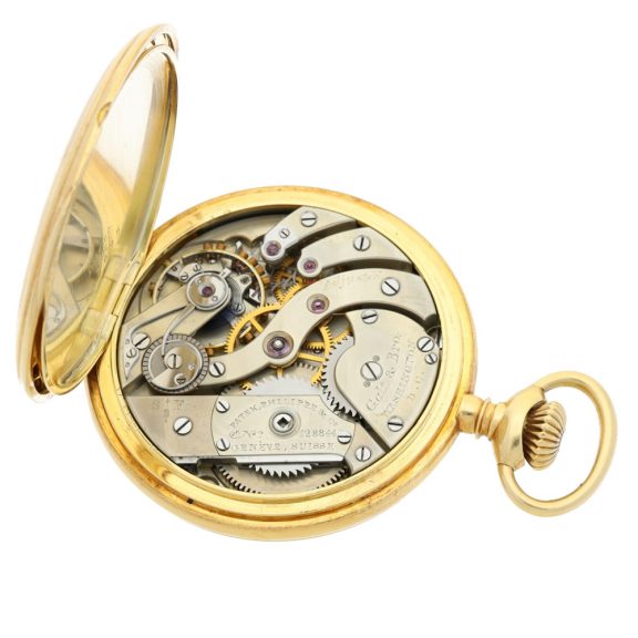 Swiss yellow gold full hunter lever pocket watch Circa 1904 Swiss yellow gold full hunter lever pocket watch Circa 1904