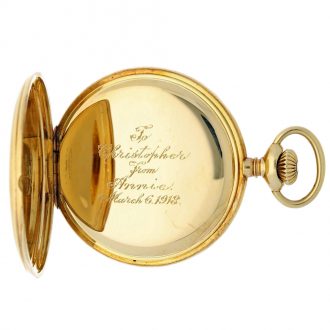 Swiss yellow gold full hunter lever pocket watch Circa 1904