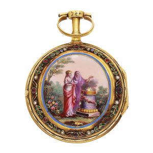 French 18K gold and enamel verge pocket watch Circa 1780