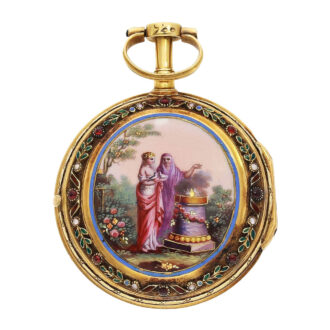 French 18K gold and enamel verge pocket watch Circa 1780
