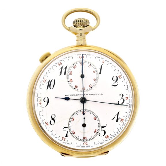 Swiss open faced split second chronograph watch Circa 1890